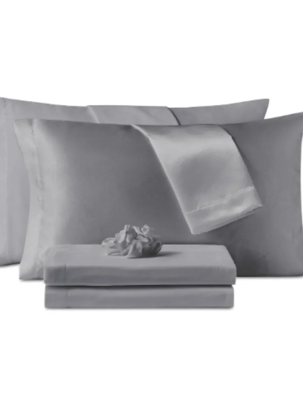 Sanders Microfiber 7-Pc. Sheet Set with Satin Pillowcases and Satin Hair-Tie, Qu